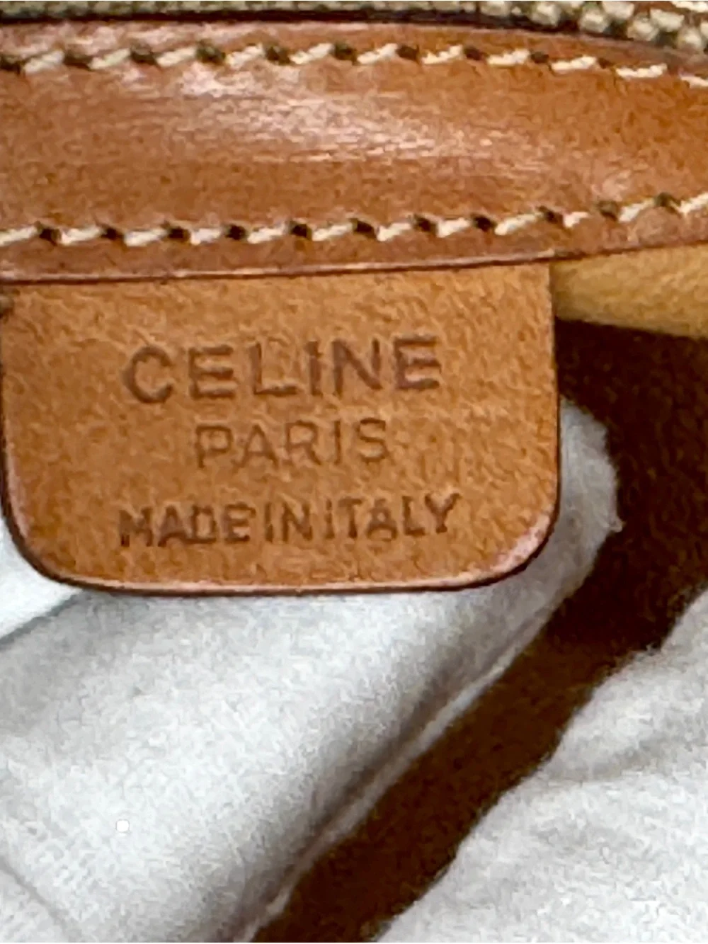 Vintage CELINE Macadam Boston Bag Brown Leather 2-Way Shoulder Satchel